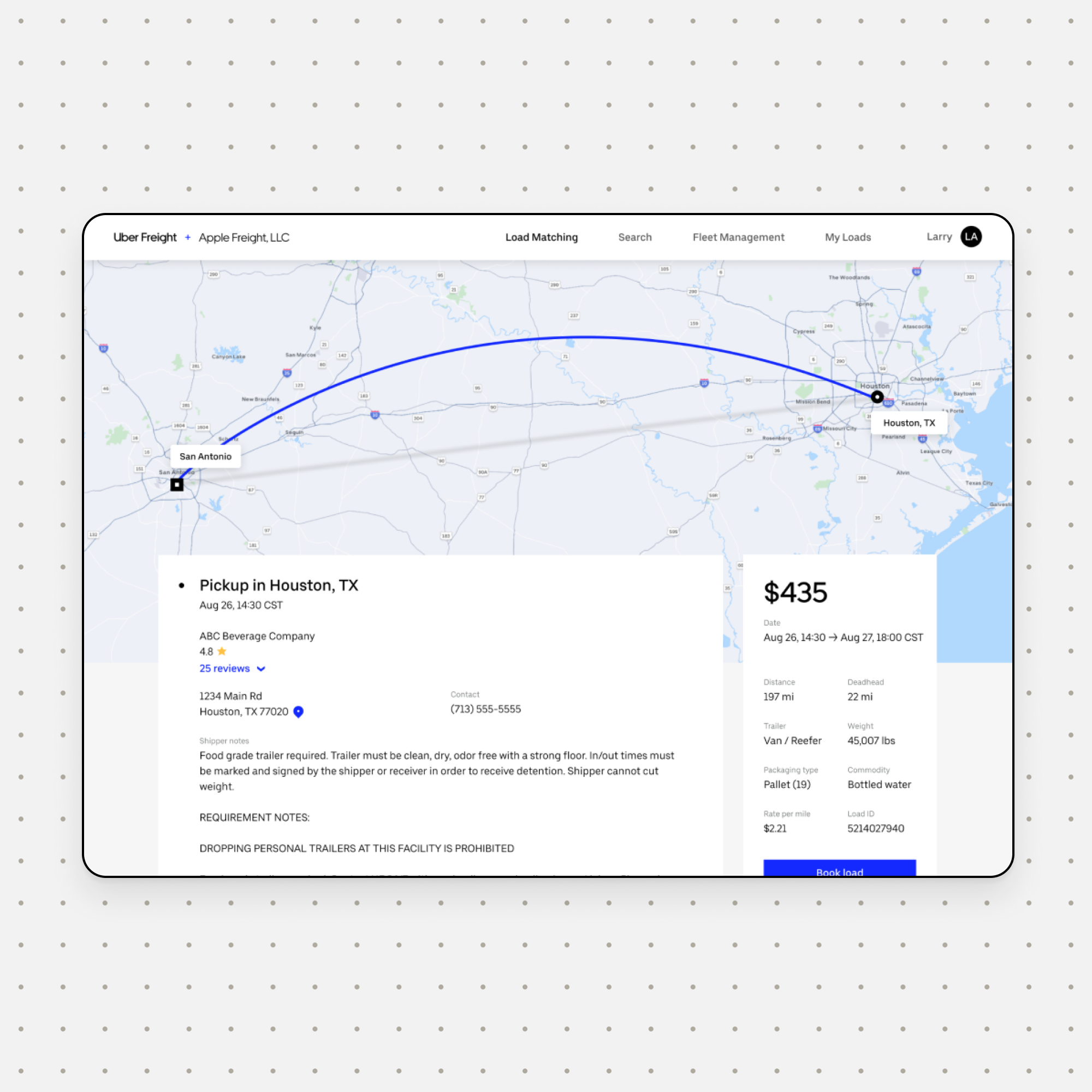 Uber Freight carrier web prototype preview